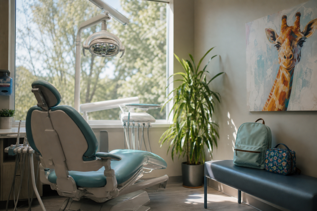 Kid-friendly dental exam room ready for a back-to-school checkup in Pickering