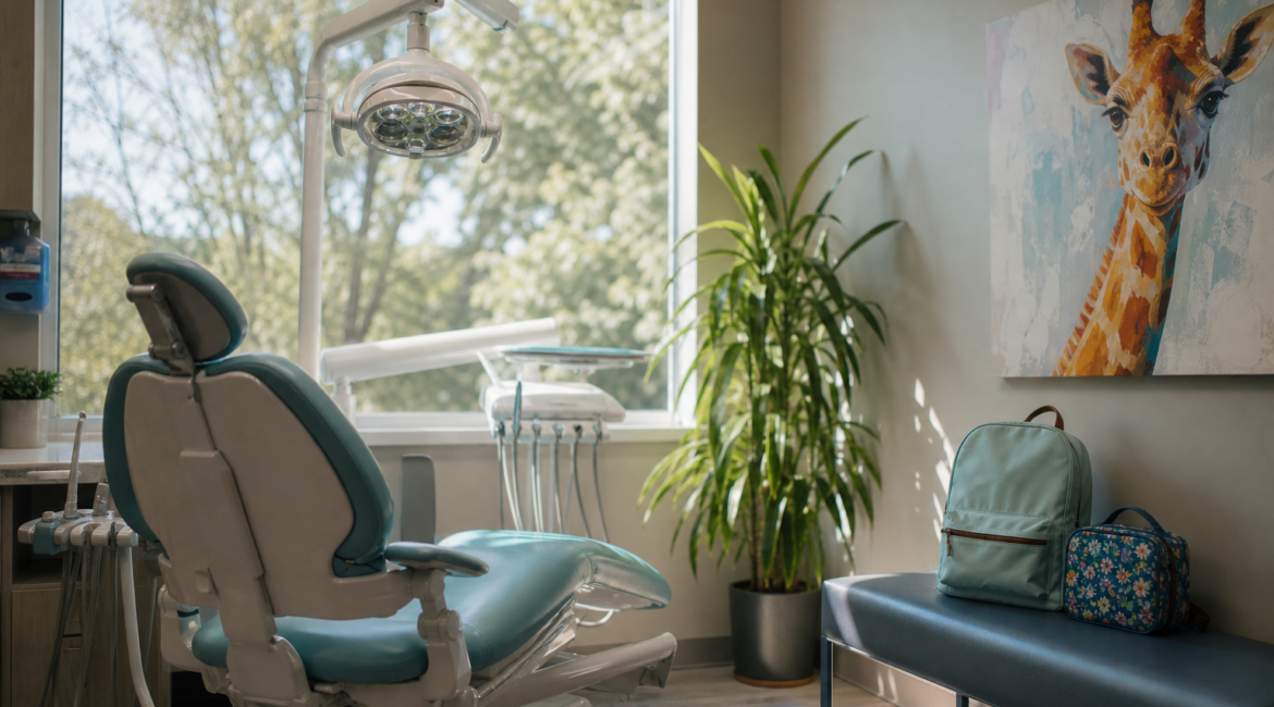 Kid-friendly dental exam room ready for a back-to-school checkup in Pickering