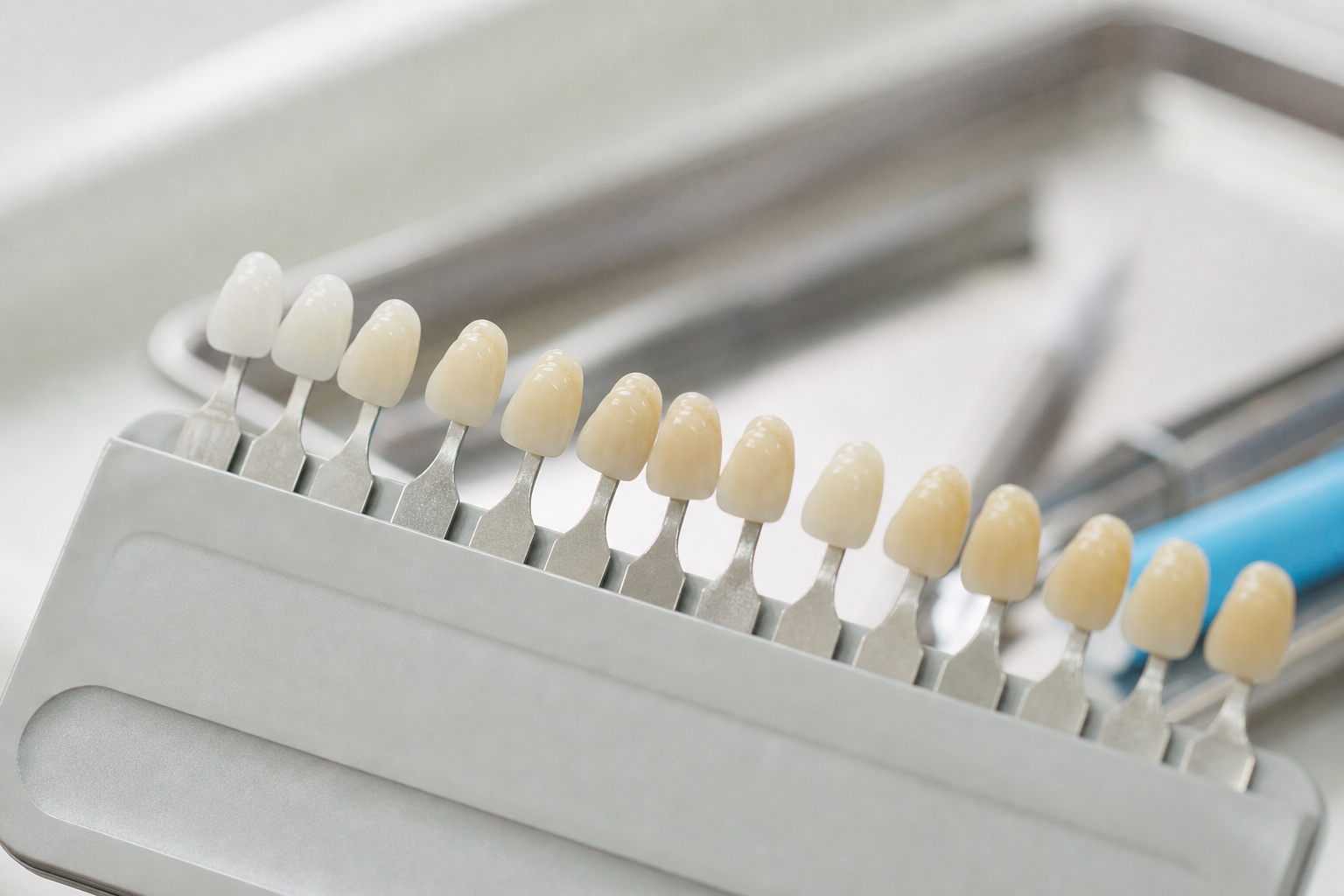 Dental shade guide used to colour-match tooth-coloured composite fillings