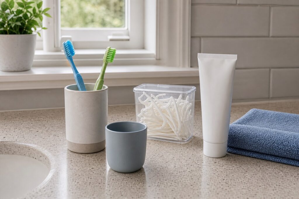 Children's toothbrushes and floss for caring for sealed teeth