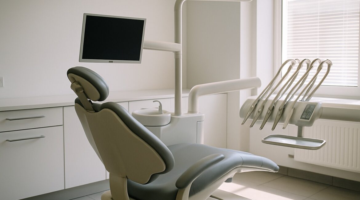 Bright modern dental operatory prepared for a cosmetic dentistry consultation