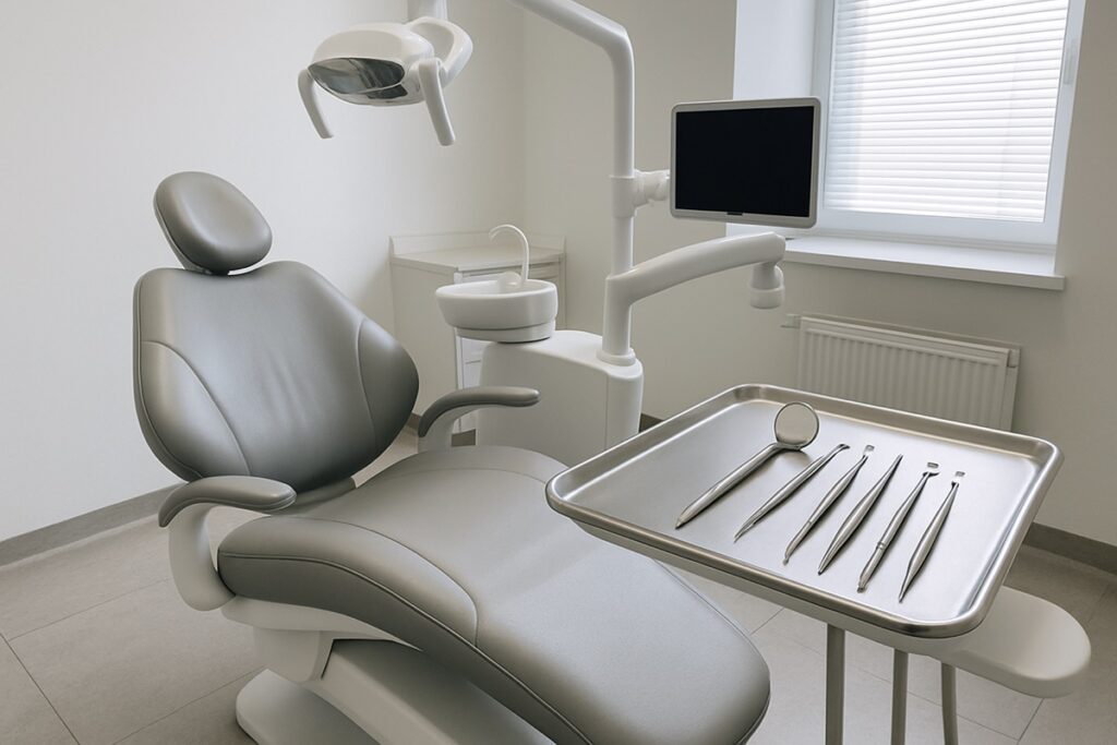 Modern dental operatory with an instrument tray
