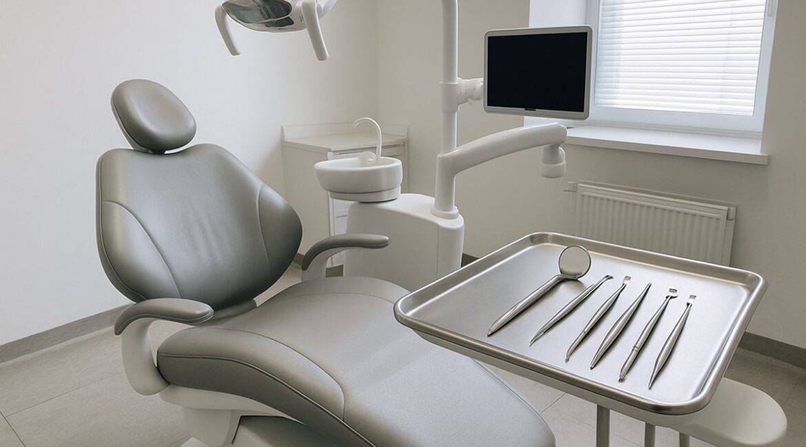 Modern dental operatory with an instrument tray