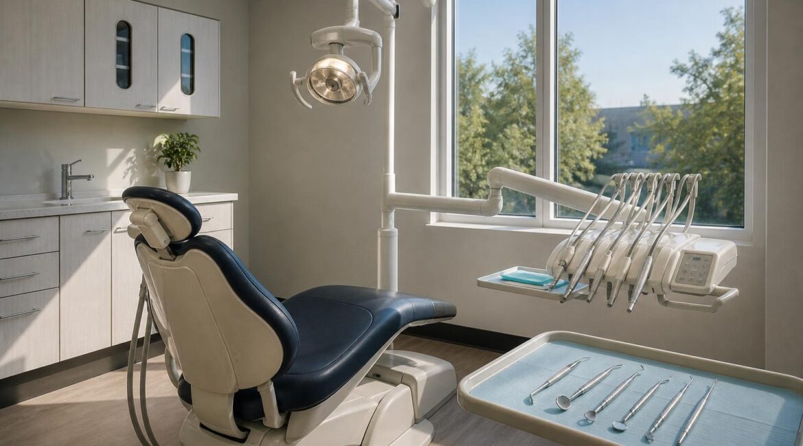 Dental treatment room set up for a scaling and root planing appointment