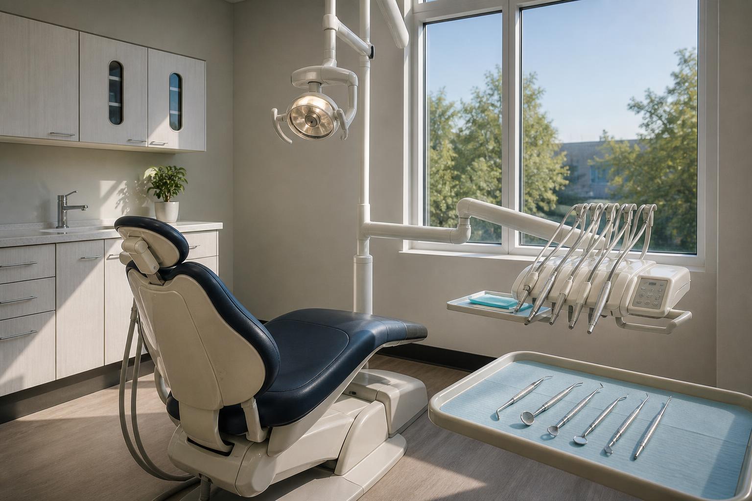Dental treatment room set up for a scaling and root planing appointment