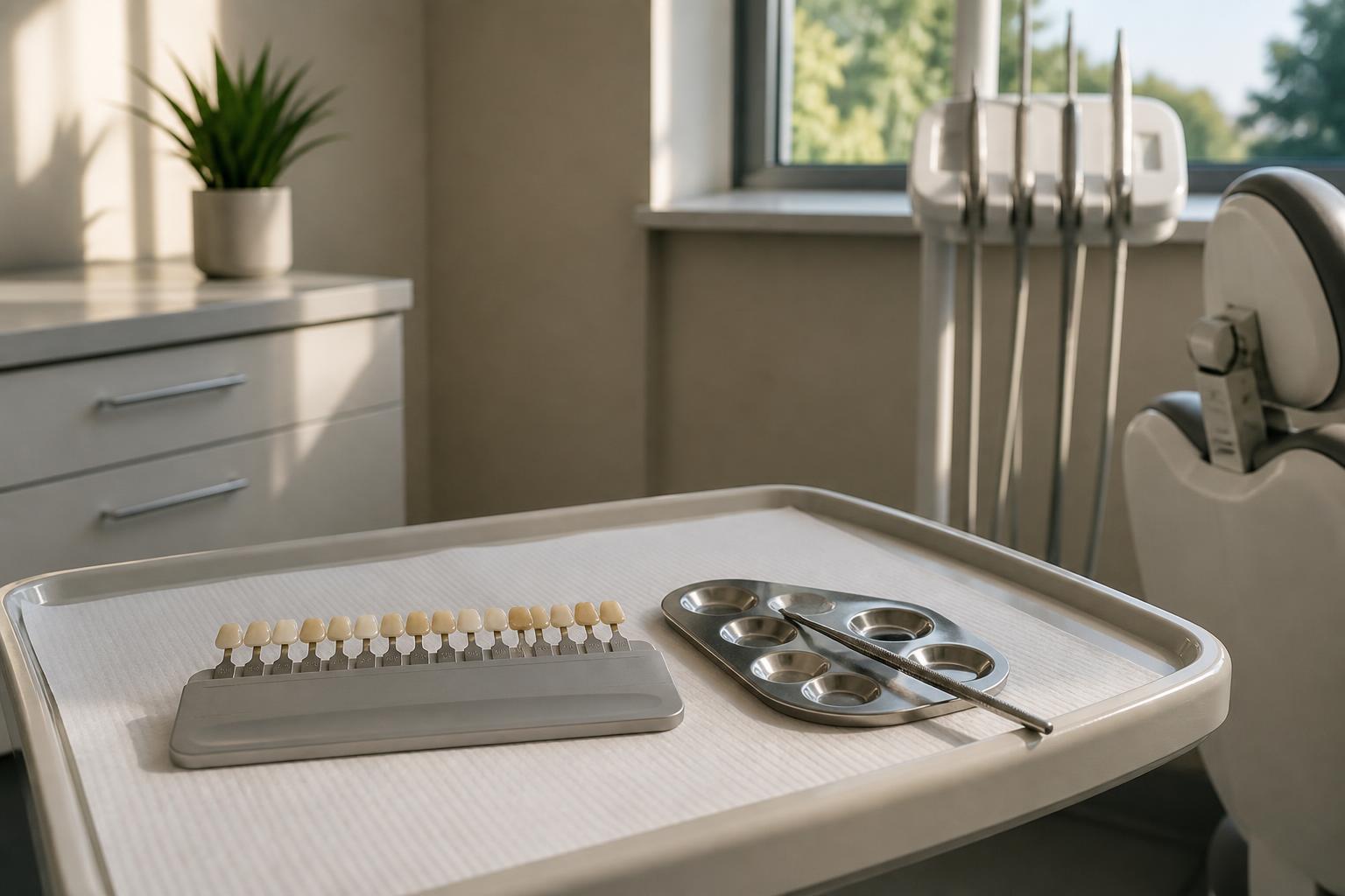 Dental composite filling material shades and a mixing tray